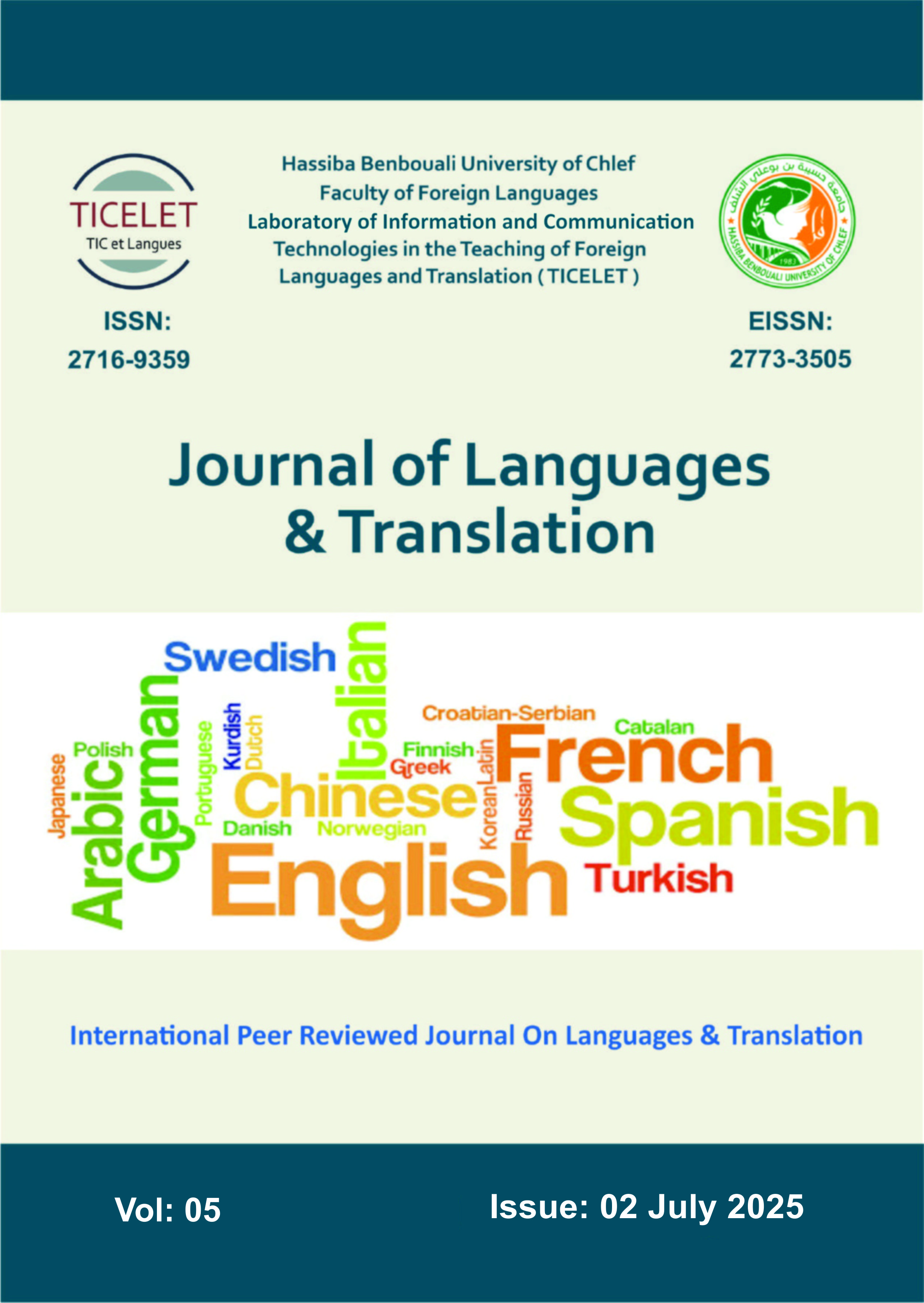 View Vol. 5 No. 2 (2025): Journal of Languages & Translation